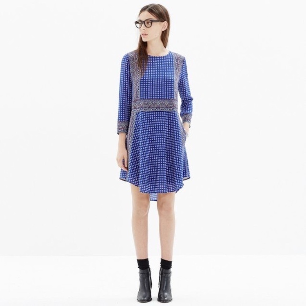 Madewell Silk dress in Ascot Grid